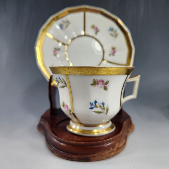 1890s George Demartine Limoges Double Handled Tea Cup & Demitasse Avenir France - Picture 5 of 10